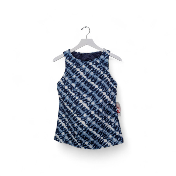 LANDS' END Size 10DD-Cup High Neck Modest Tankini NAVY/WHITE BIAS TIE DYE *NEW* - Picture 2 of 7